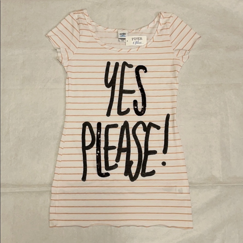 Women's Piper & Blue Yes Please! Novelty Tee Top